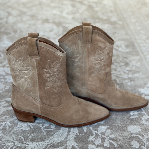 Sezane Shoes - Sezane Suede Ankle Booties in Taupe Brown